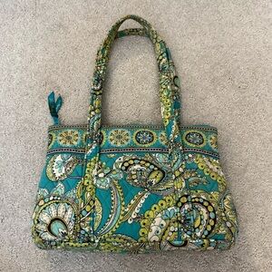 Vera Bradley Villager Blue Green Paisley Bag
